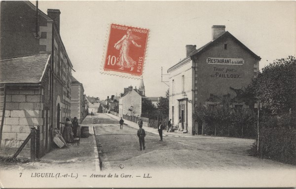 cpa ligueil Avenue de la Gare 1914