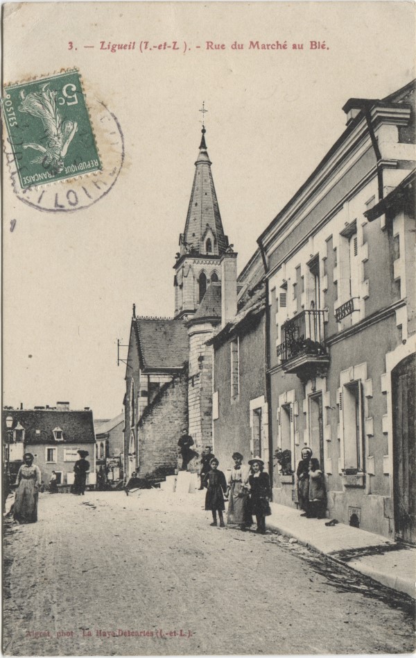 cpa Ligueil marche au ble 1909