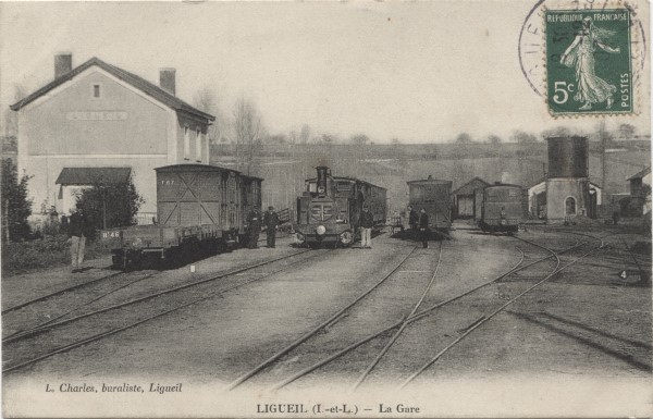 cpa gare de ligueil 1907