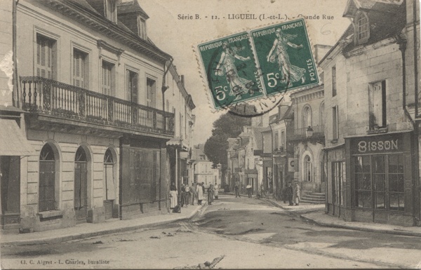 cpa Ligueil grande rue 1911