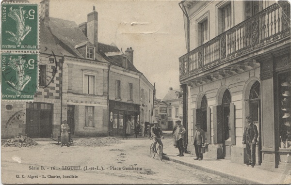 cpa ligueil place gambetta 1912