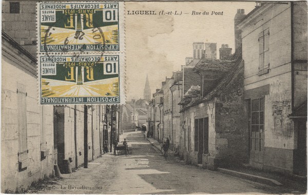cpa ligueil Rue Du Pont 1925